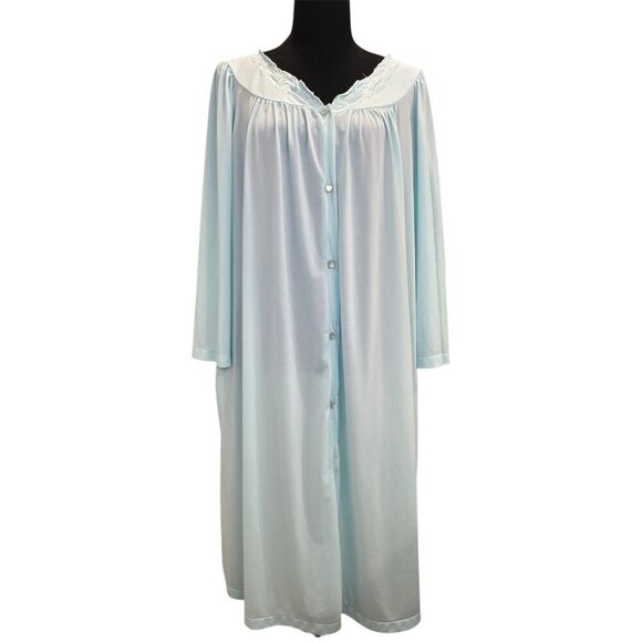 Miss Elaine Tricoat Short Robe Size XL Seafoam - Picture 1 of 8